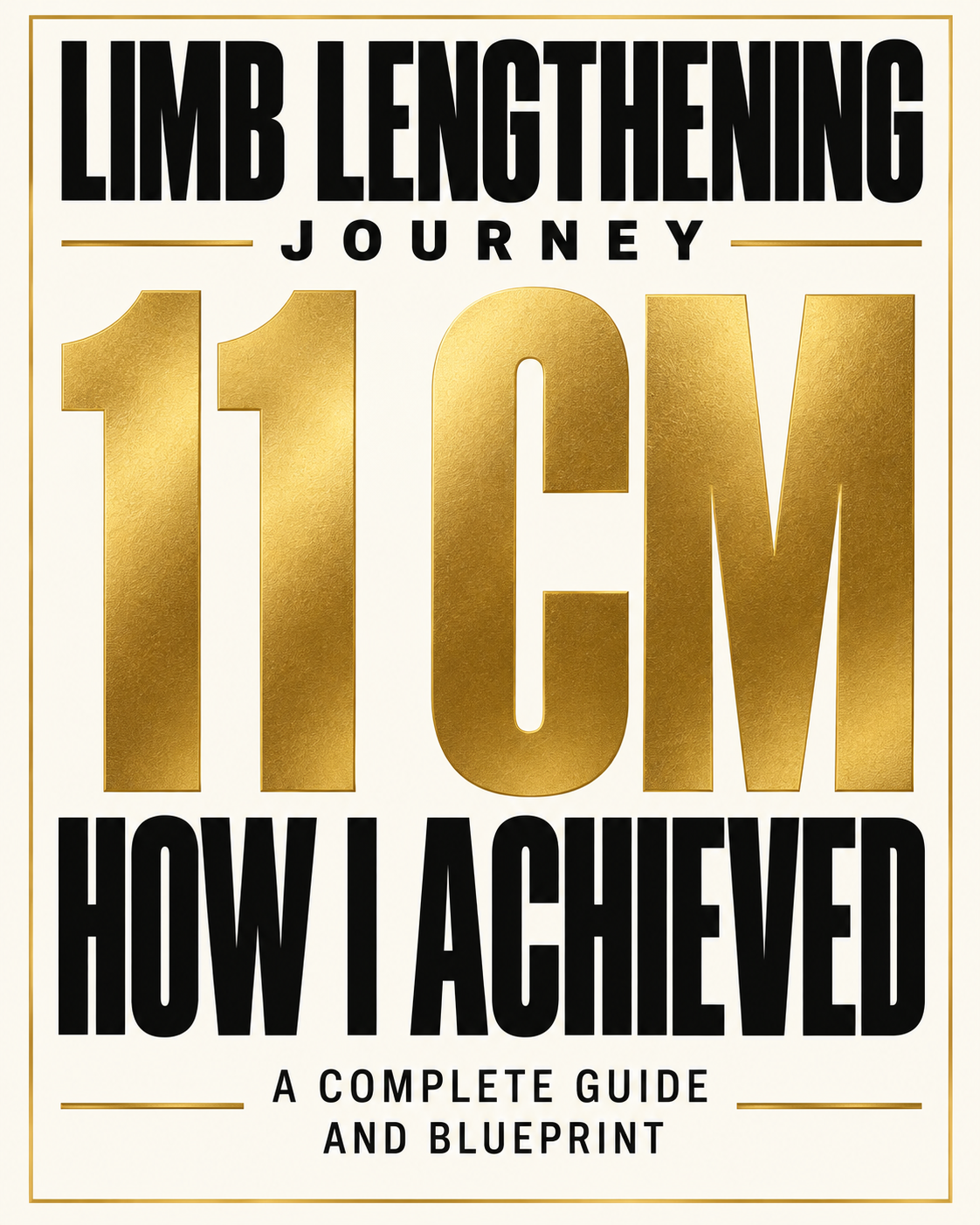 Approved gold cover: Limb Lengthening Journey, 11CM, How I Achieved, A Complete Guide and Blueprint.